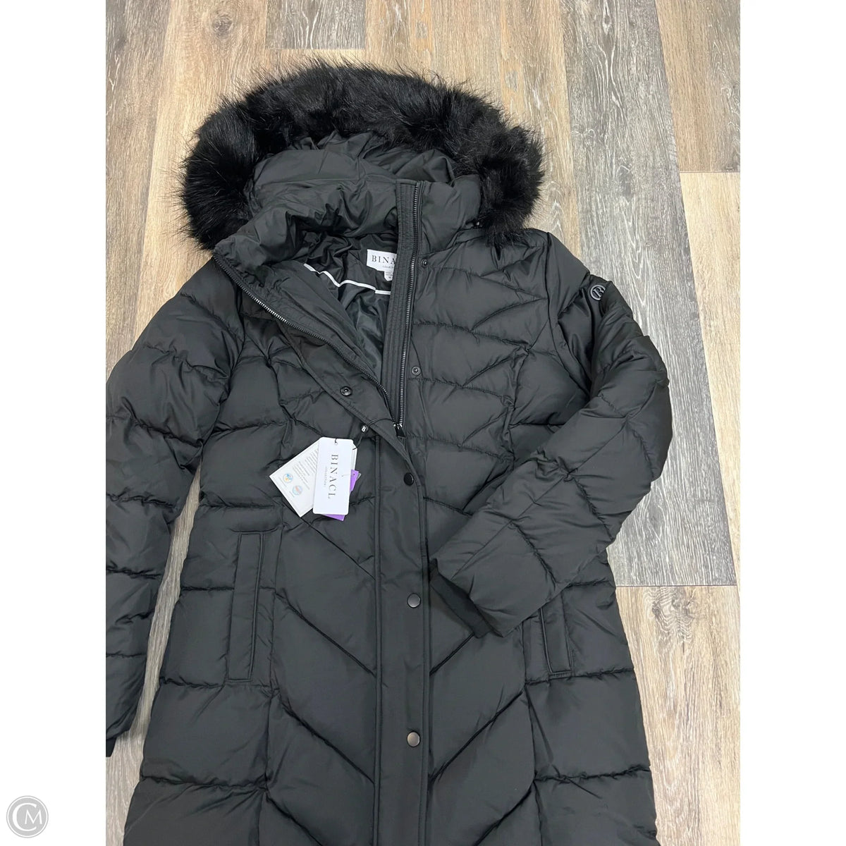 Coat Parka By Binacl In Black, Size: M