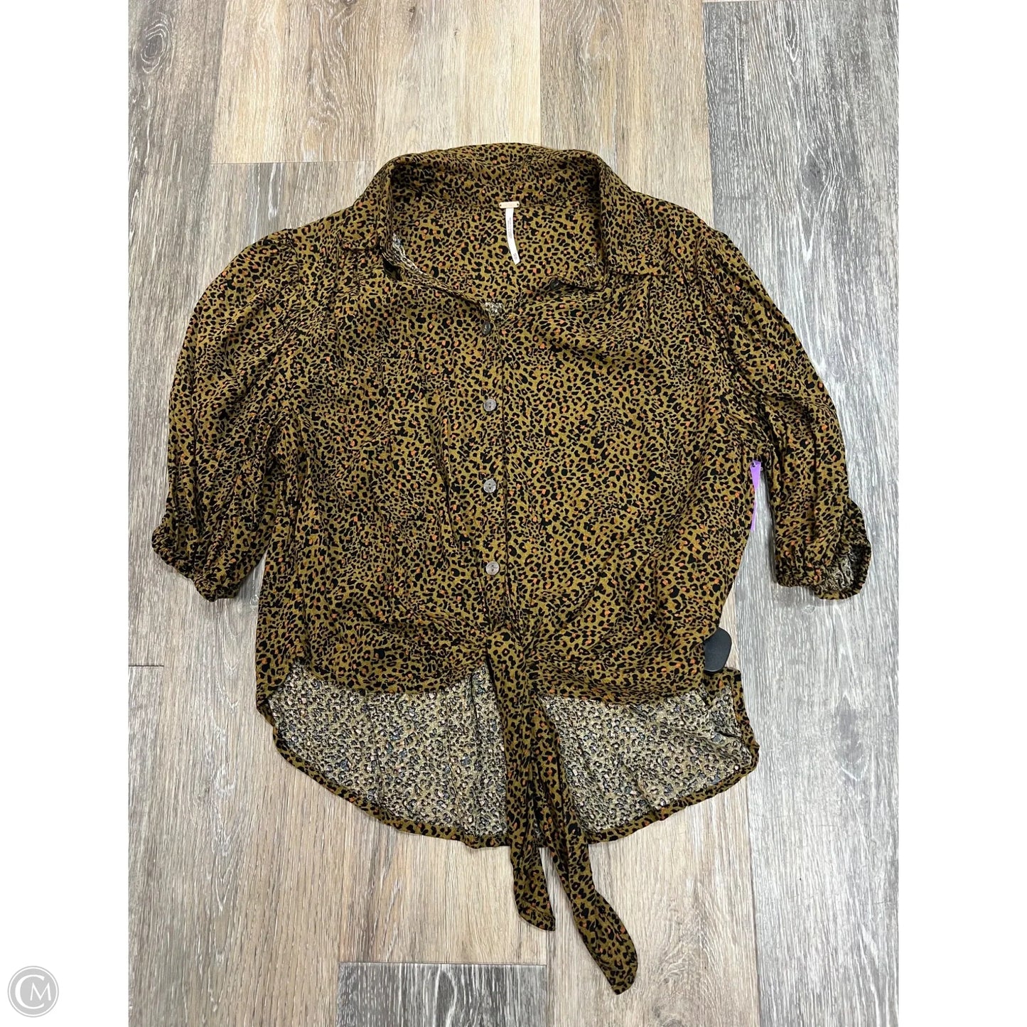 Blouse Short Sleeve By Free People In Animal Print, Size: Xs