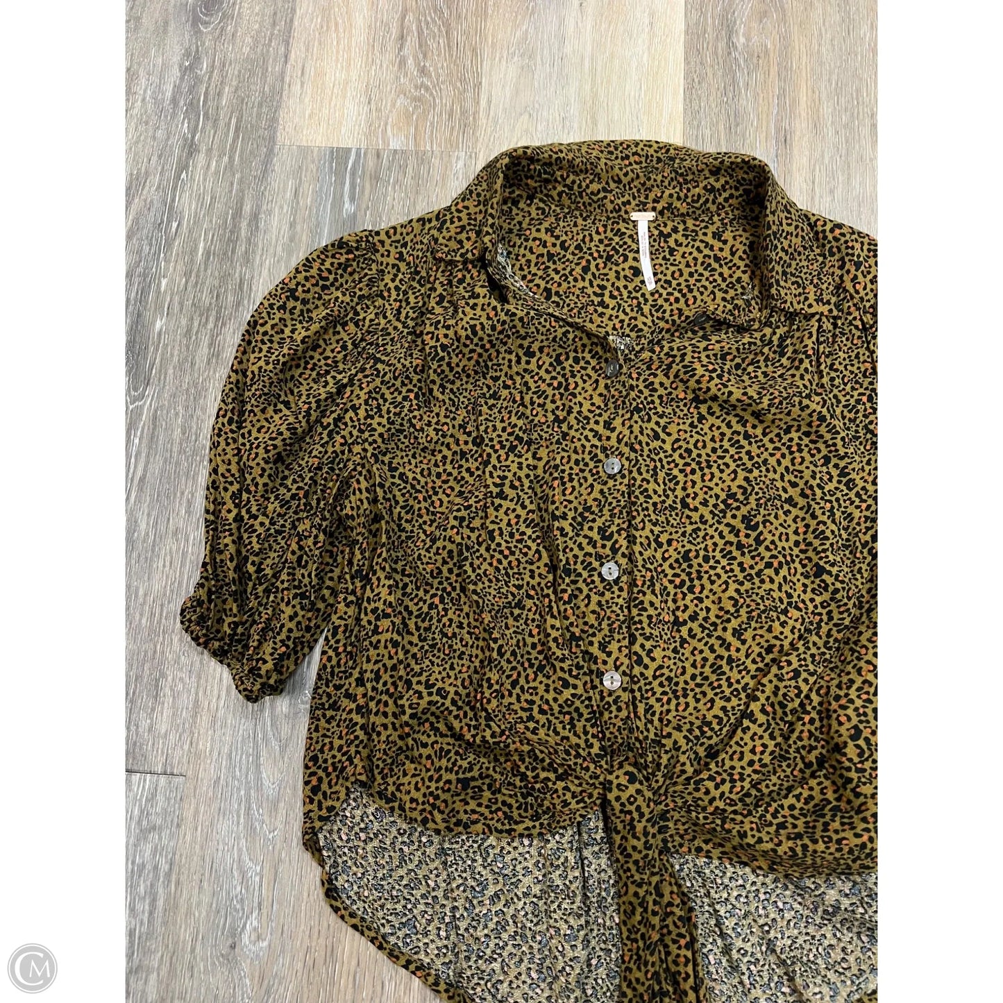 Blouse Short Sleeve By Free People In Animal Print, Size: Xs