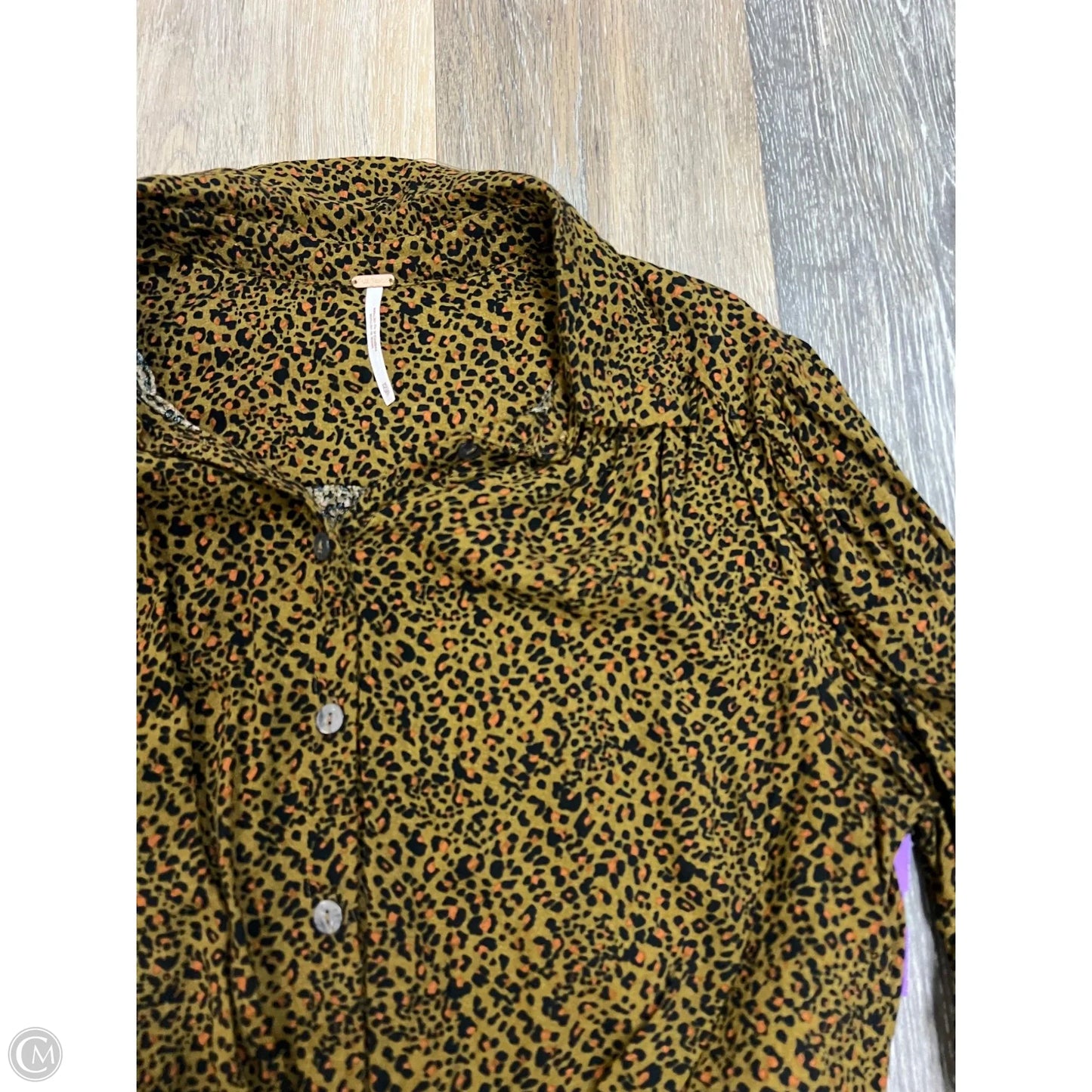 Blouse Short Sleeve By Free People In Animal Print, Size: Xs