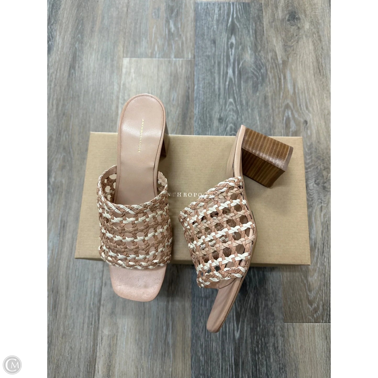 Sandals Heels Block By Anthropologie In Tan, Size: 10