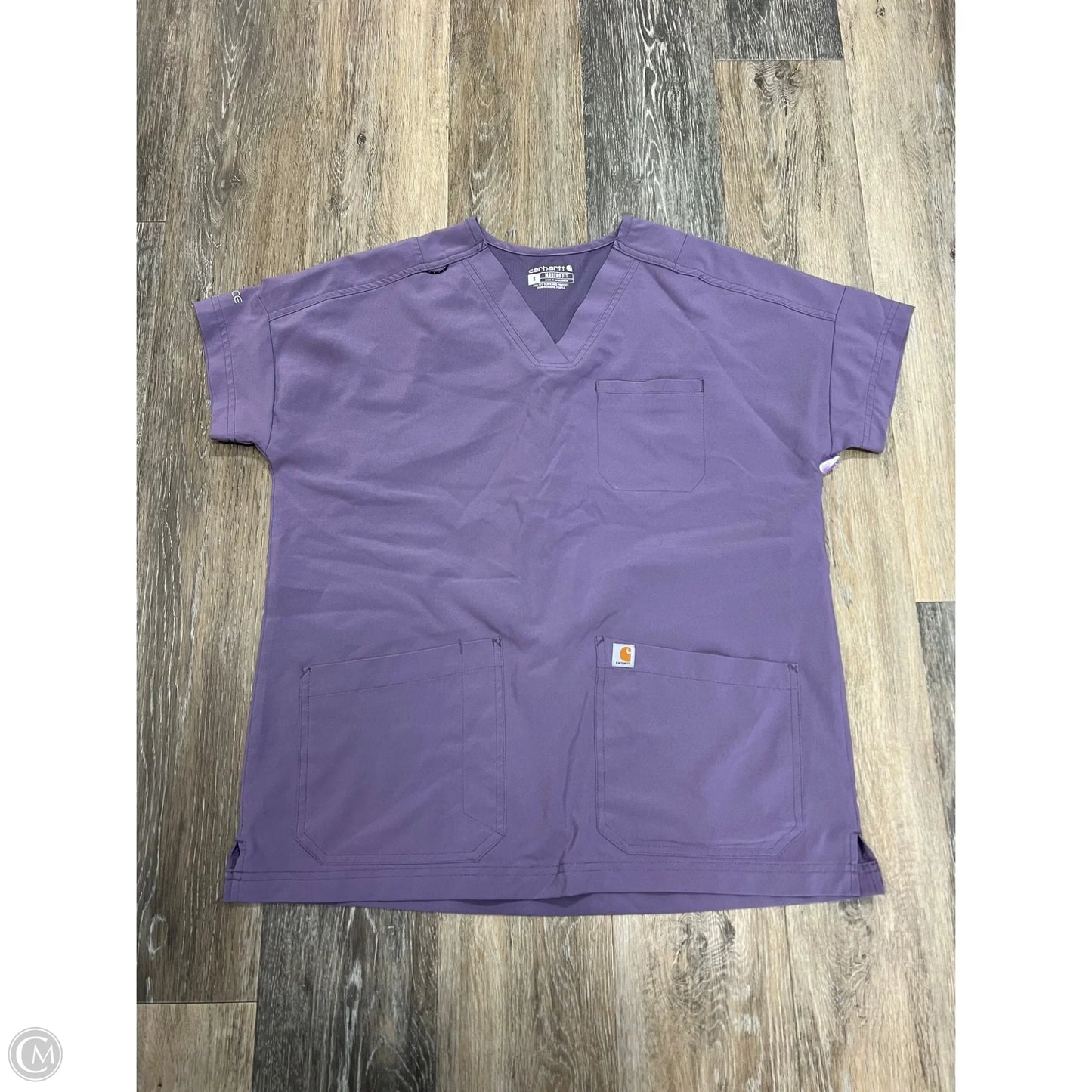 Scrub Top Short Sleeve By Carhartt In Purple, Size: S