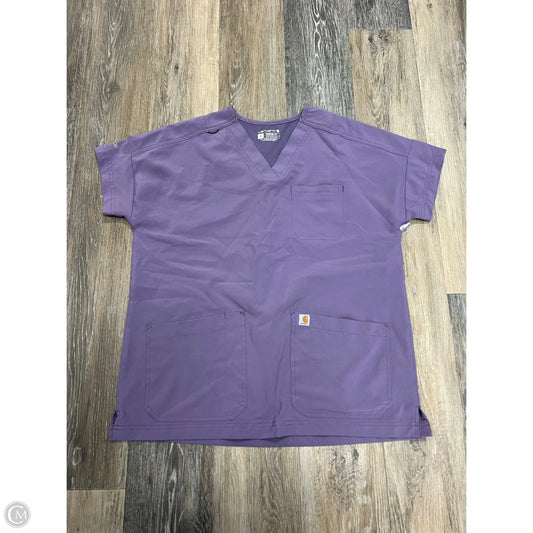 Scrub Top Short Sleeve By Carhartt In Purple, Size: S