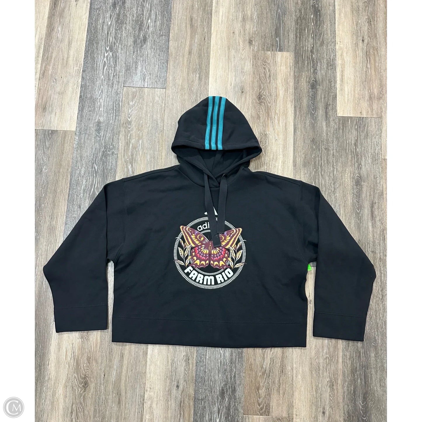 Athletic Sweatshirt Hoodie By Adidas In Black, Size: L