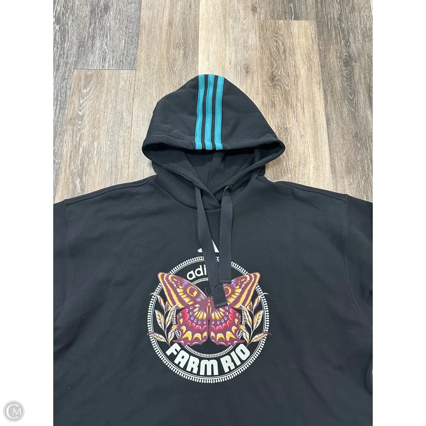 Athletic Sweatshirt Hoodie By Adidas In Black, Size: L