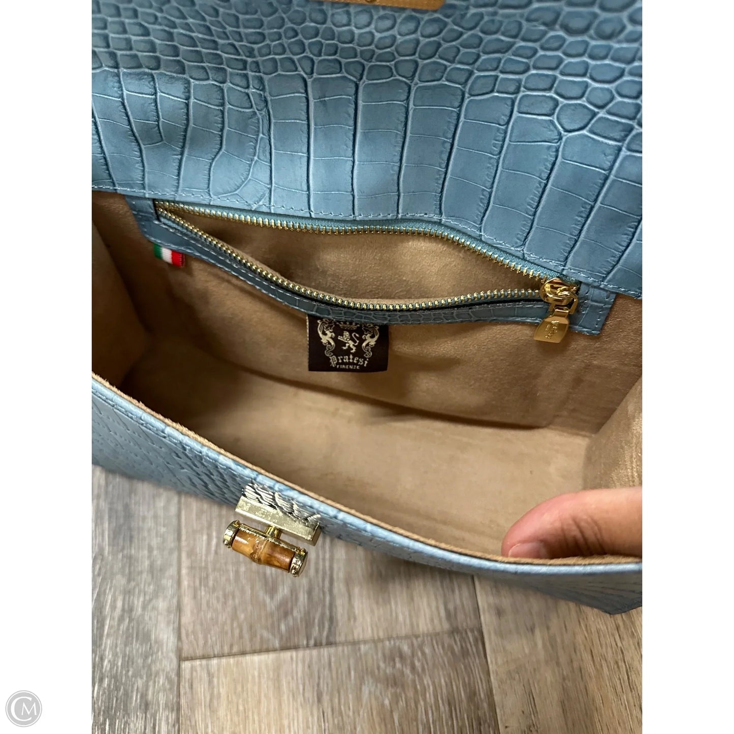 -Handbag Leather By Pratesi, Size: Medium