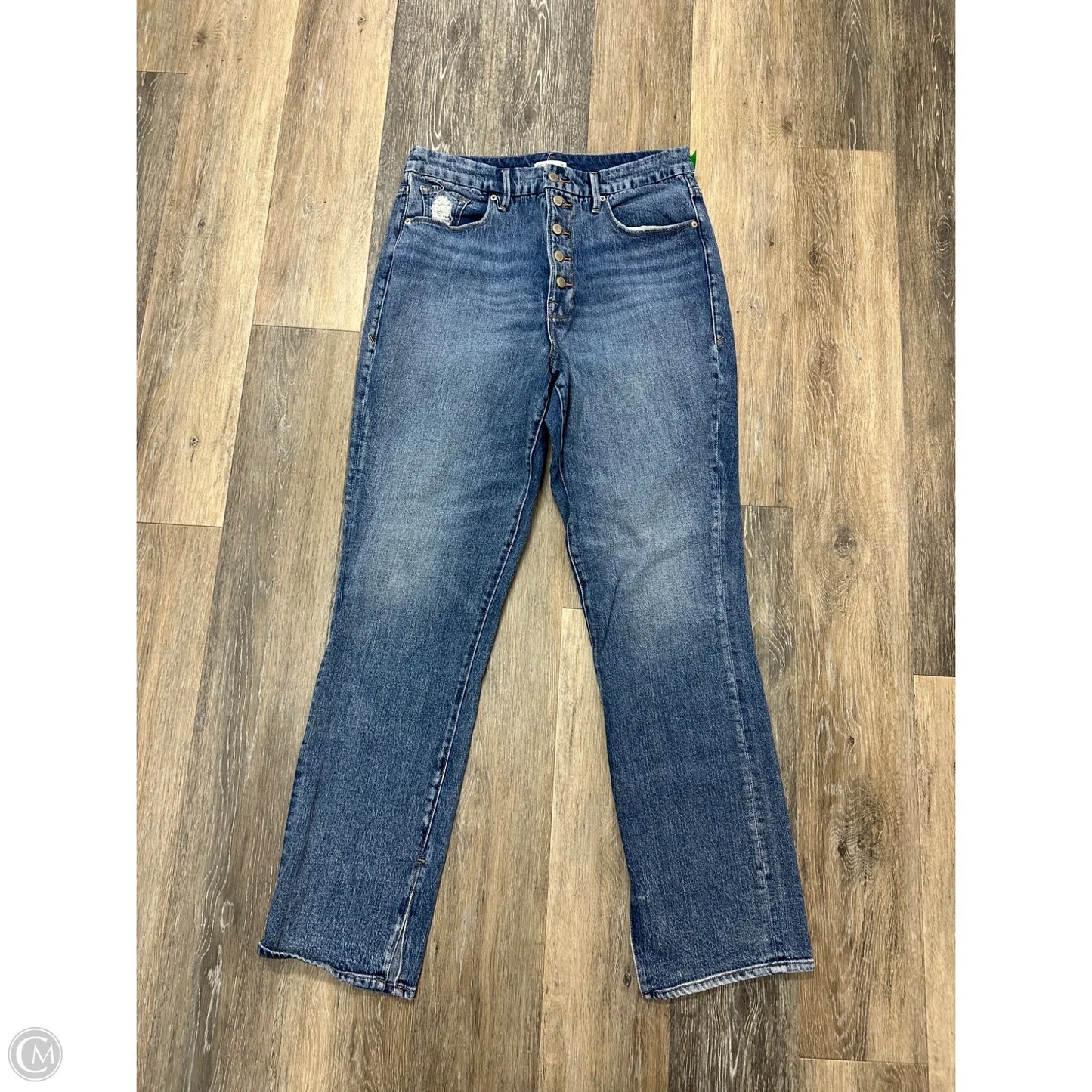 Jeans Straight By Good American In Blue Denim, Size: 14