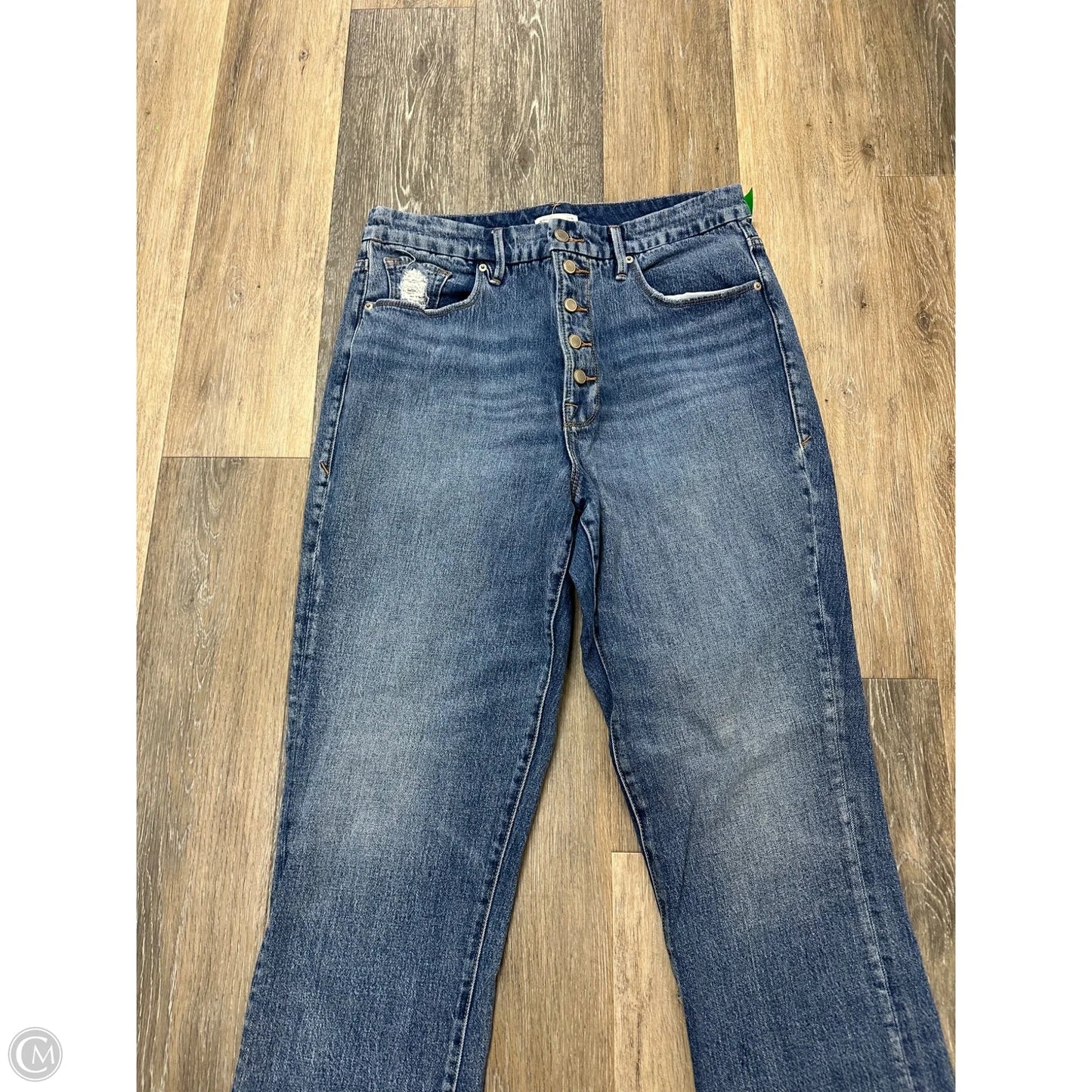 Jeans Straight By Good American In Blue Denim, Size: 14