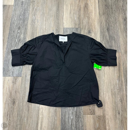 Blouse Short Sleeve By Frame In Black, Size: Xs