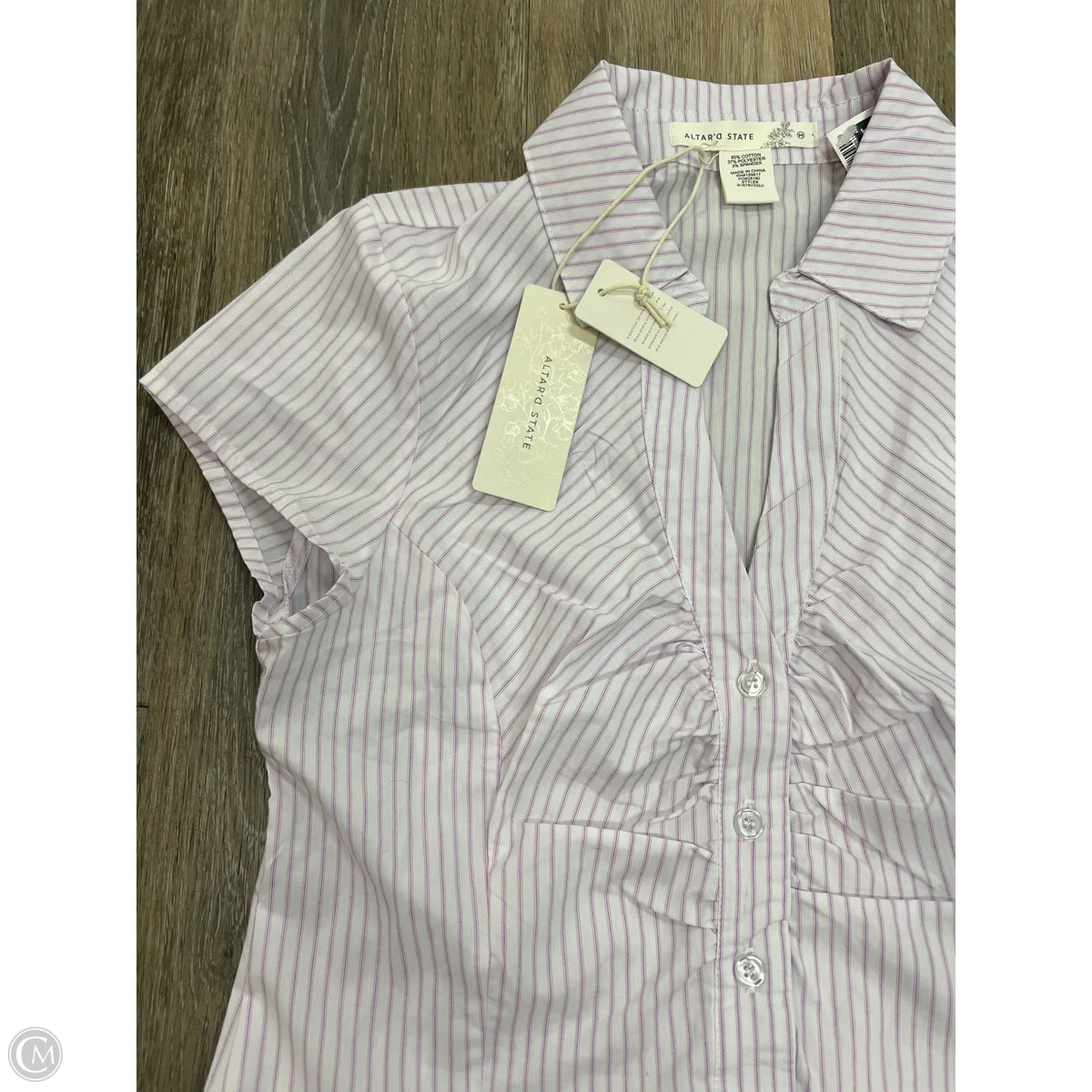 Blouse Short Sleeve By Altard State In Striped Pattern, Size: M