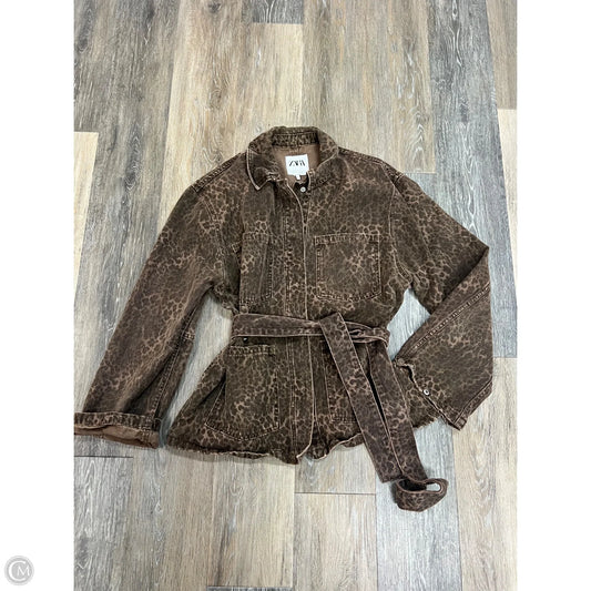 Jacket Denim By Zara In Animal Print, Size: Xs