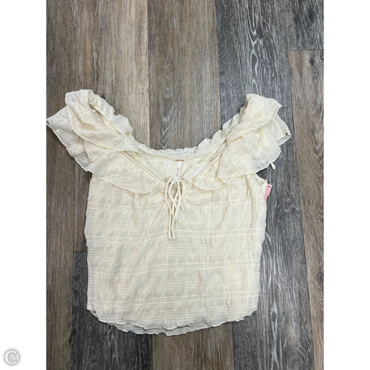 Blouse Short Sleeve By Free People In Cream, Size: Xs