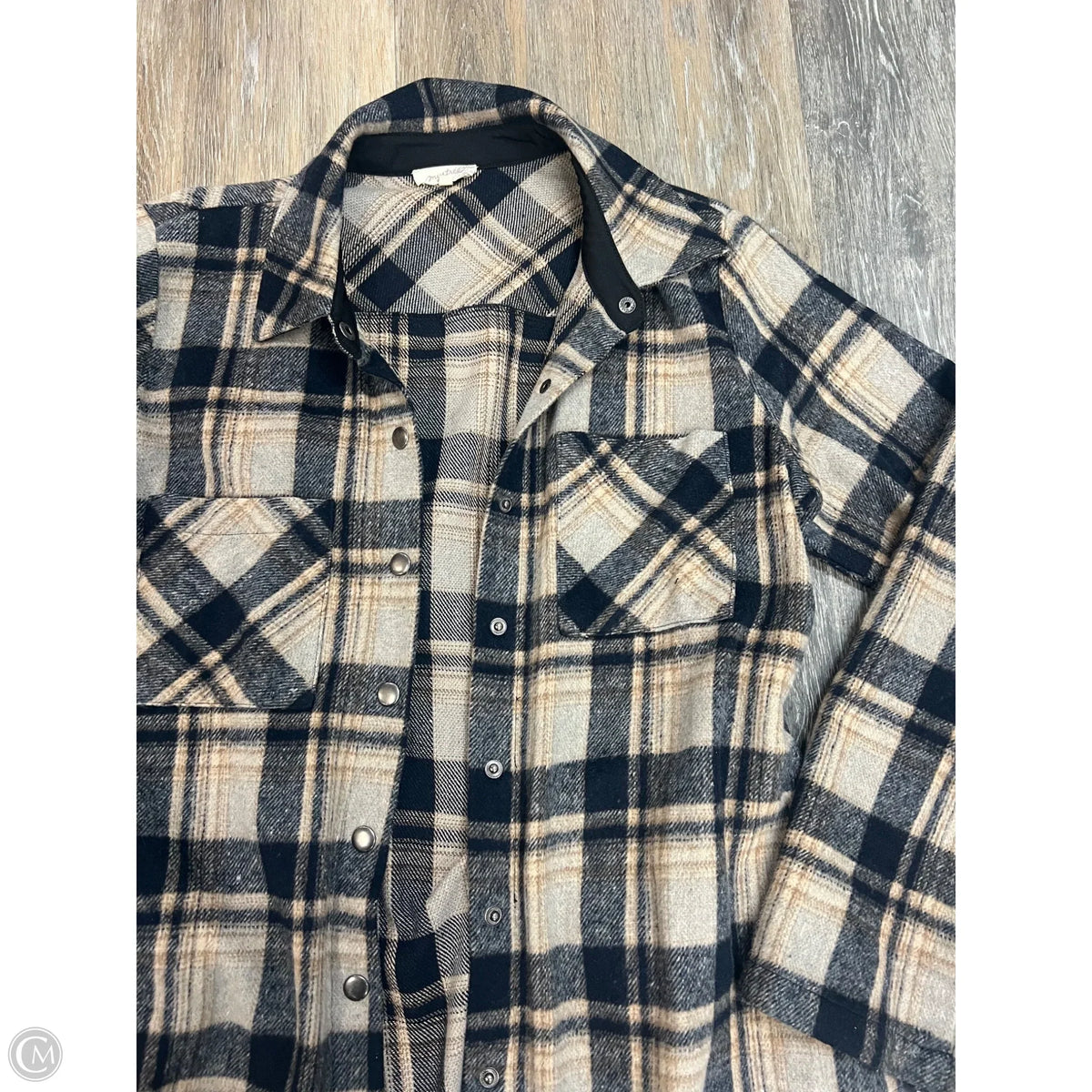 Jacket Shirt By Mystree In Tan, Size: M