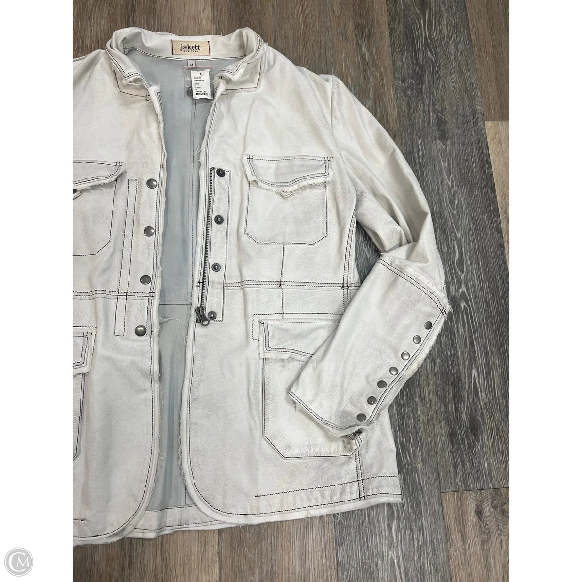 Jacket Leather By JAKETT In Cream, Size: M