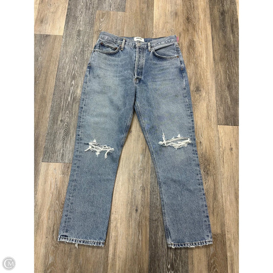 Jeans Straight By Agolde In Blue Denim, Size: 8