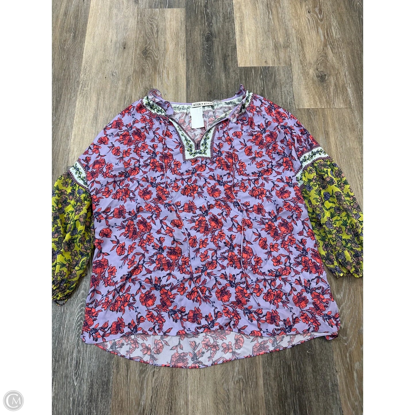Blouse Designer By Alice + Olivia In Floral Print, Size: S