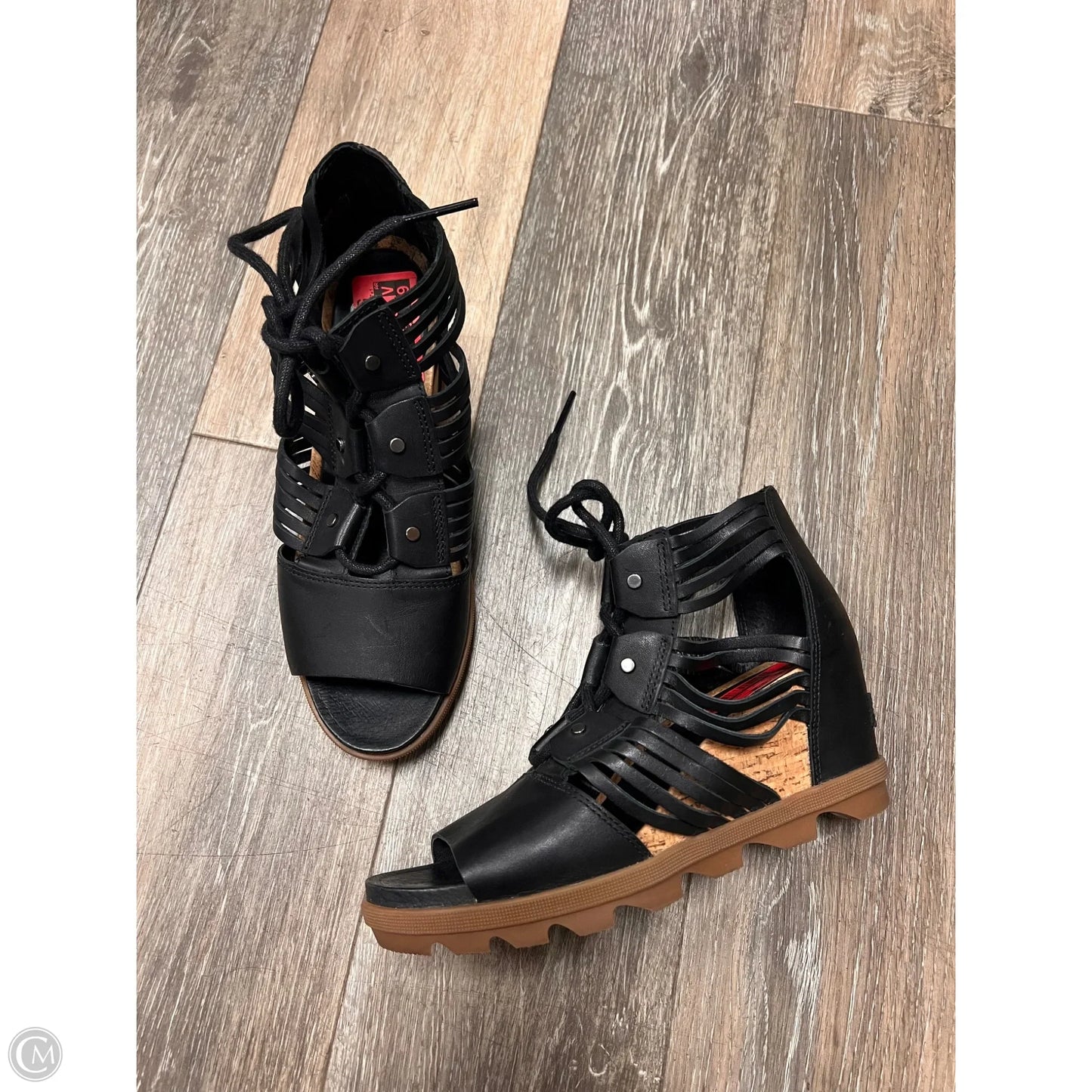 Sandals Heels Wedge By Sorel In Black, Size: 9