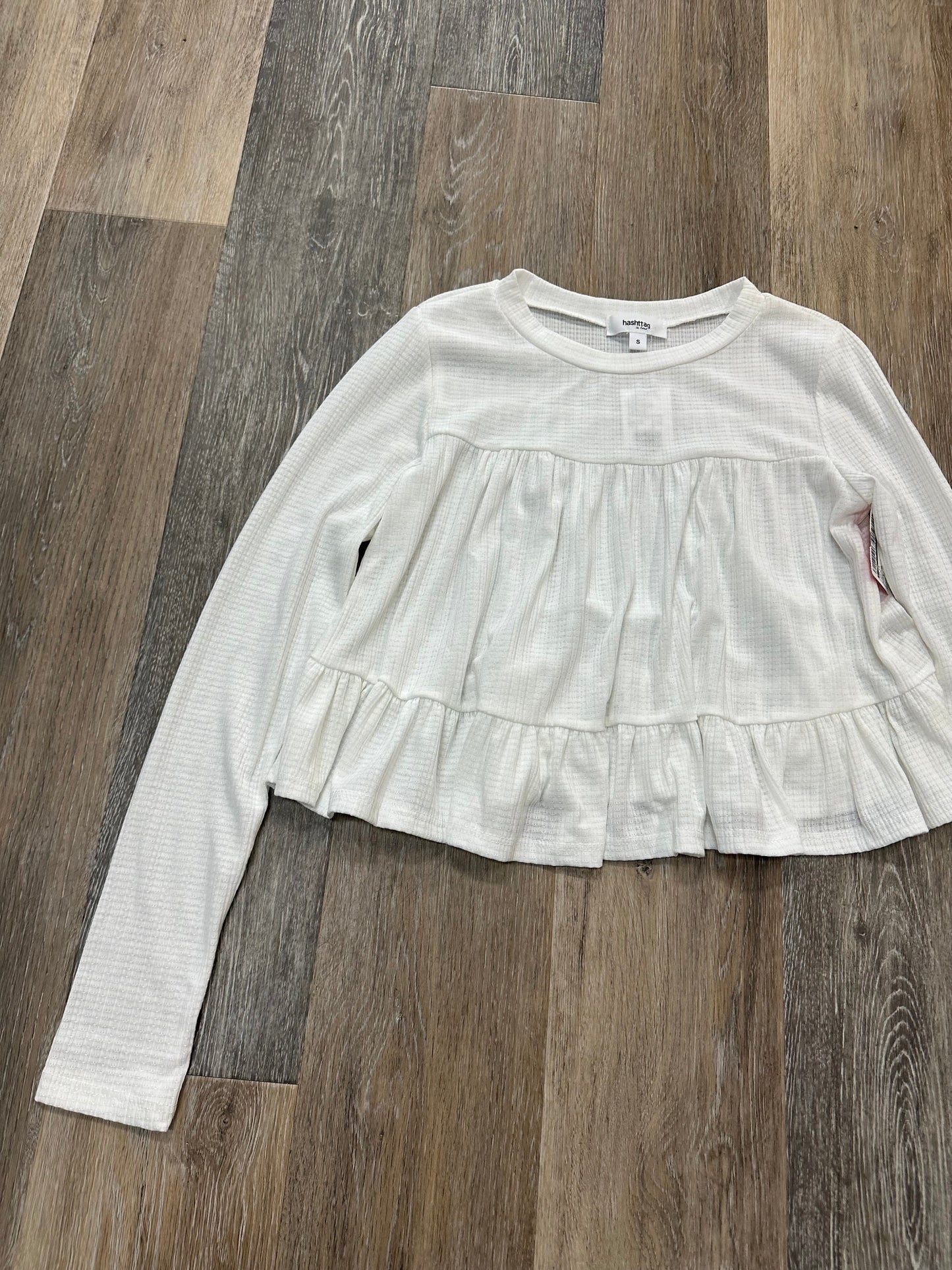 White Top Long Sleeve Hashttag, Size S