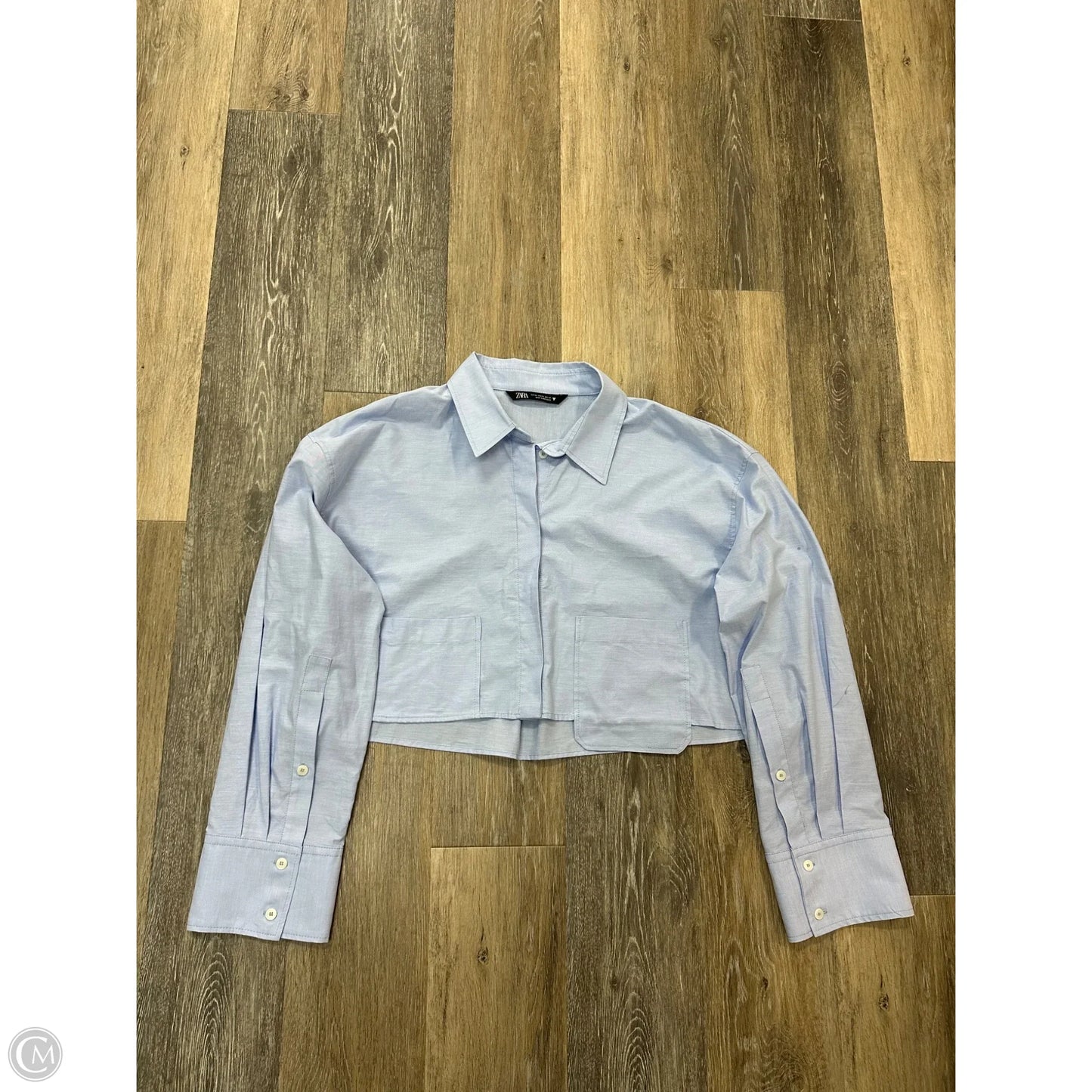 Blouse Long Sleeve By Zara In Blue, Size: Xl