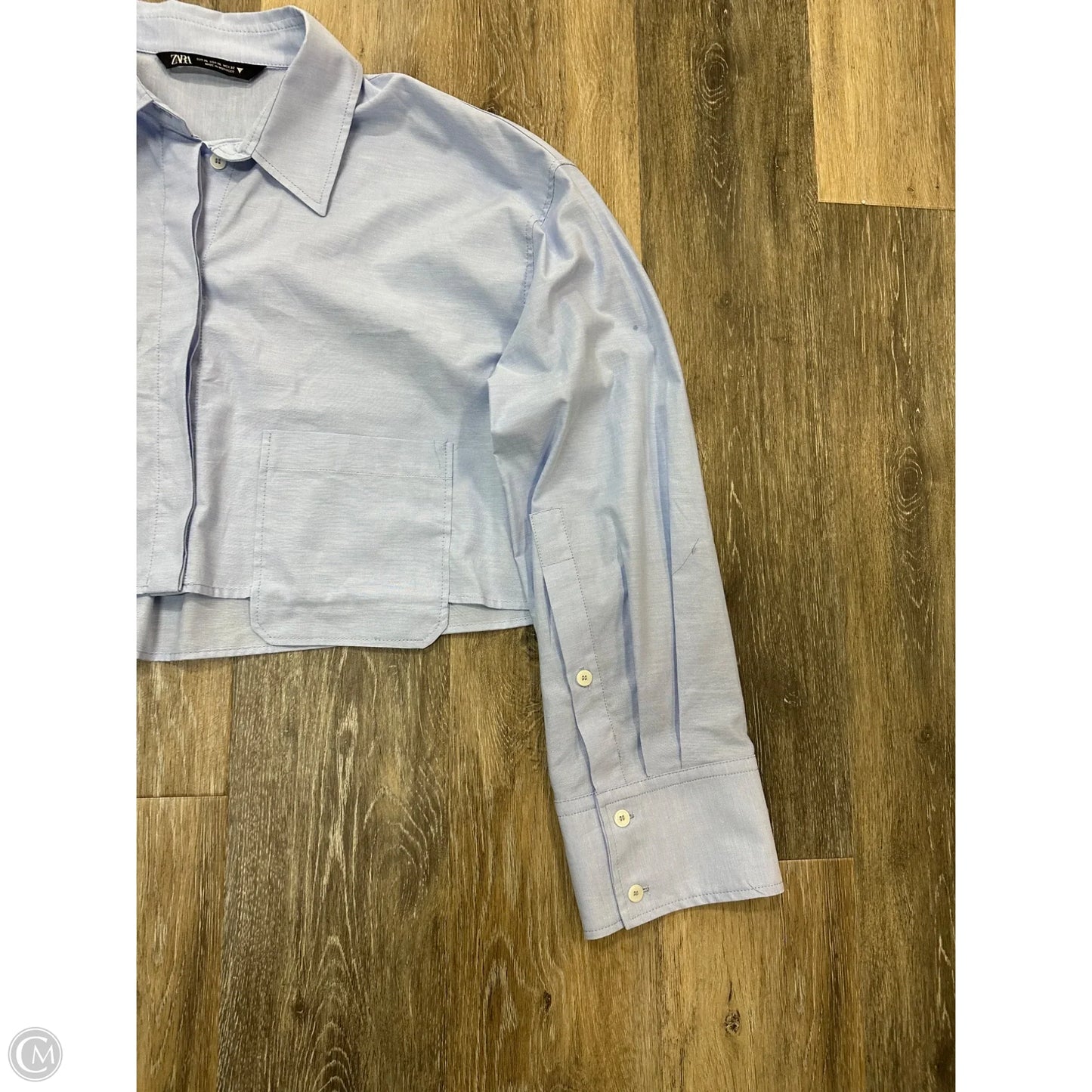 Blouse Long Sleeve By Zara In Blue, Size: Xl