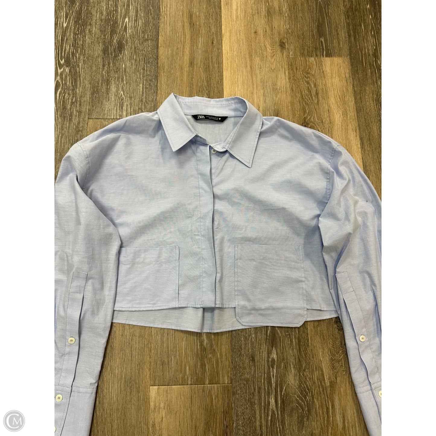 Blouse Long Sleeve By Zara In Blue, Size: Xl