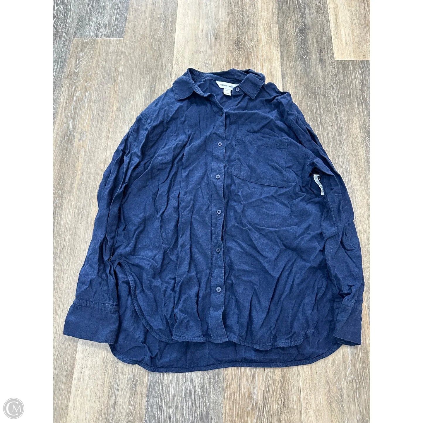 Blouse Long Sleeve By Old Navy In Navy, Size: M