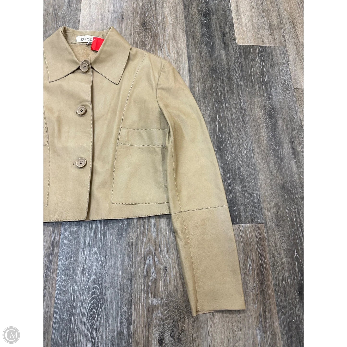 Jacket Leather By Spartina In Beige, Size: S