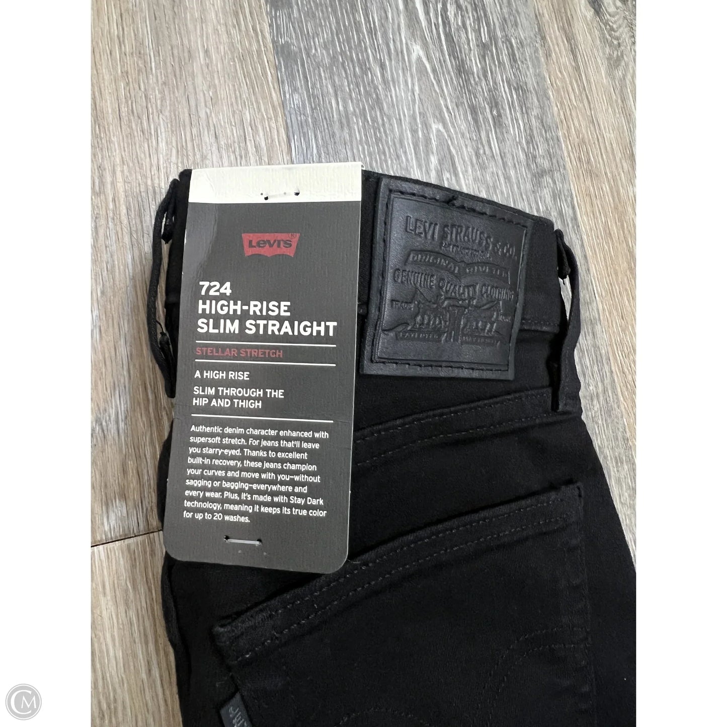 Jeans Straight By Levis In Black Denim, Size: 1/25