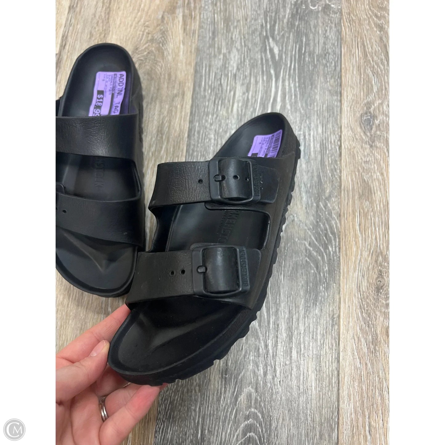 Sandals Flats By Birkenstock In Black, Size: 5