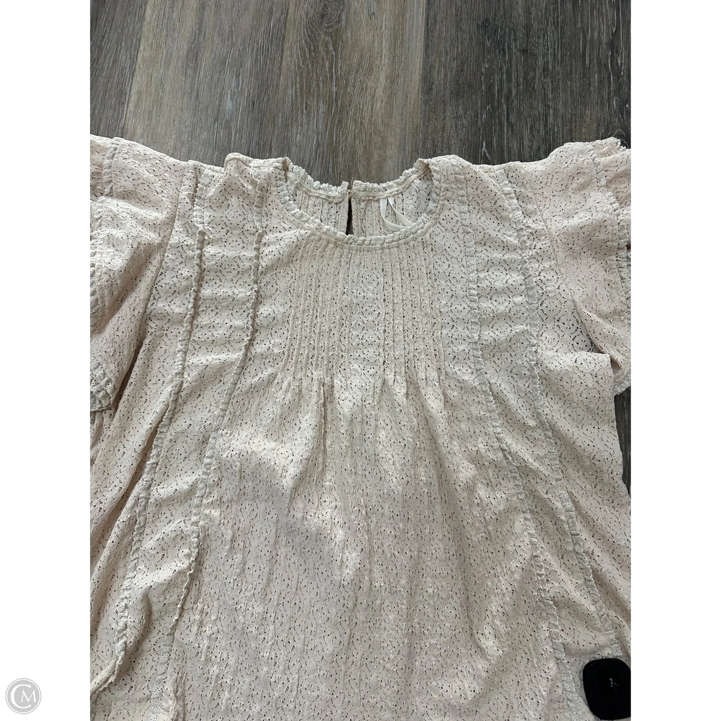 Blouse Short Sleeve By Anthropologie In Cream, Size: M