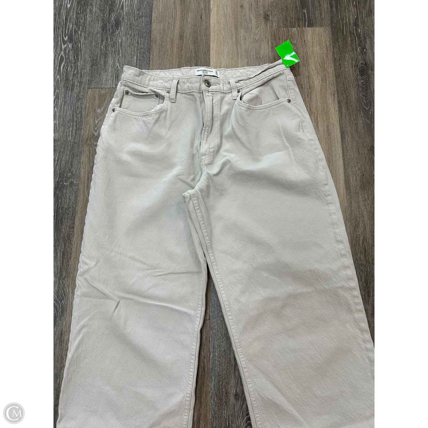 Jeans Wide Leg By Abercrombie And Fitch In Cream Denim, Size: 12