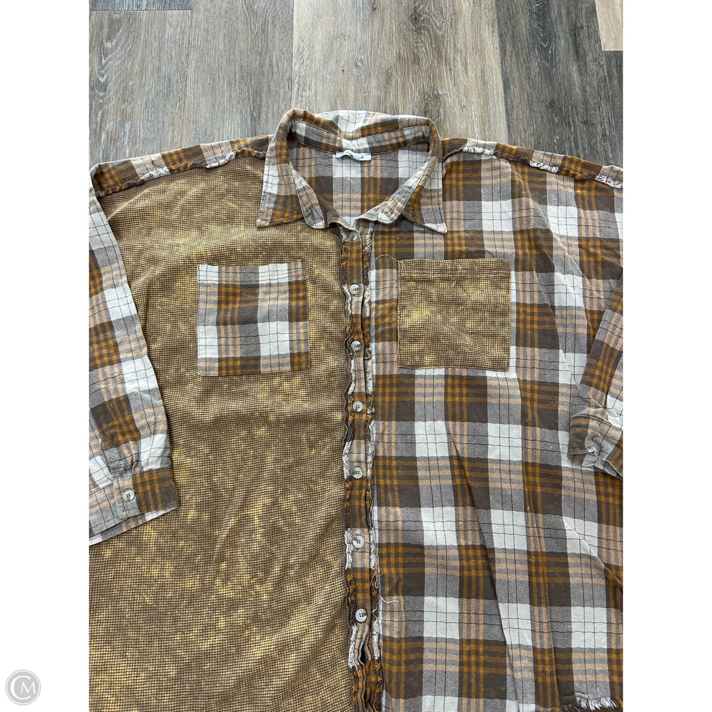 Blouse Long Sleeve By White Birch In Plaid Pattern, Size: 1x