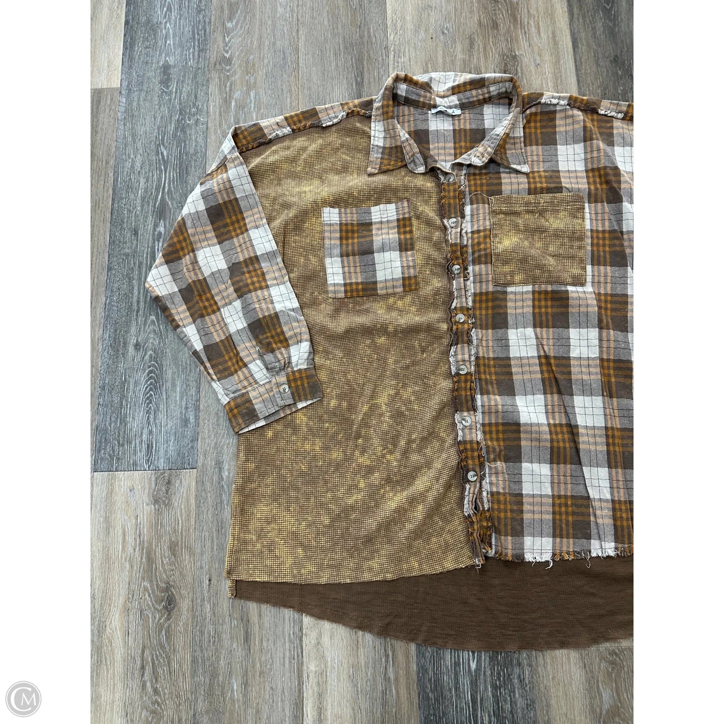 Blouse Long Sleeve By White Birch In Plaid Pattern, Size: 1x