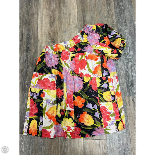 Tunic Blouse Short Sleeve By Anthropologie In Floral Print, Size: L