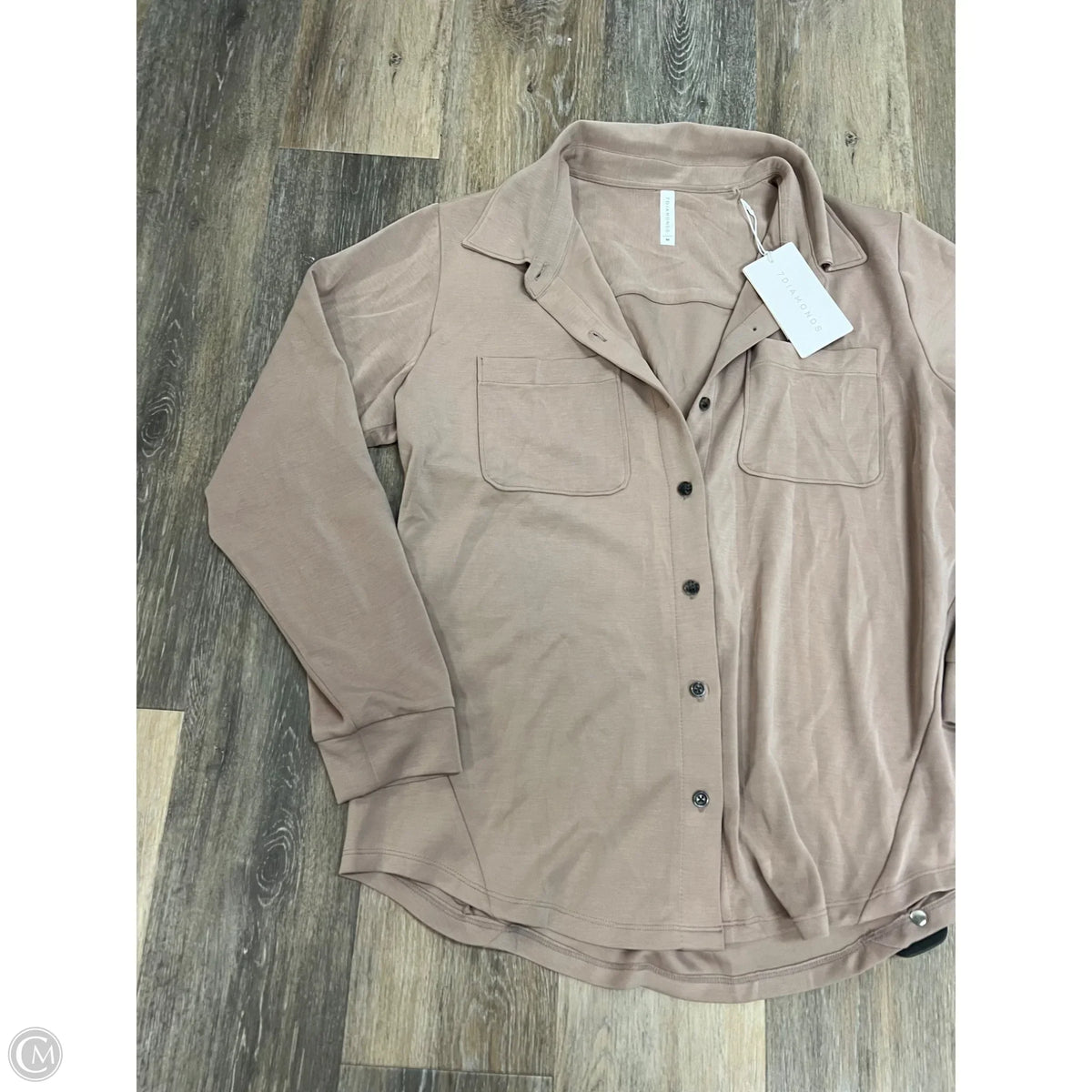 Blouse Long Sleeve By 7diamonds In Tan, Size: M