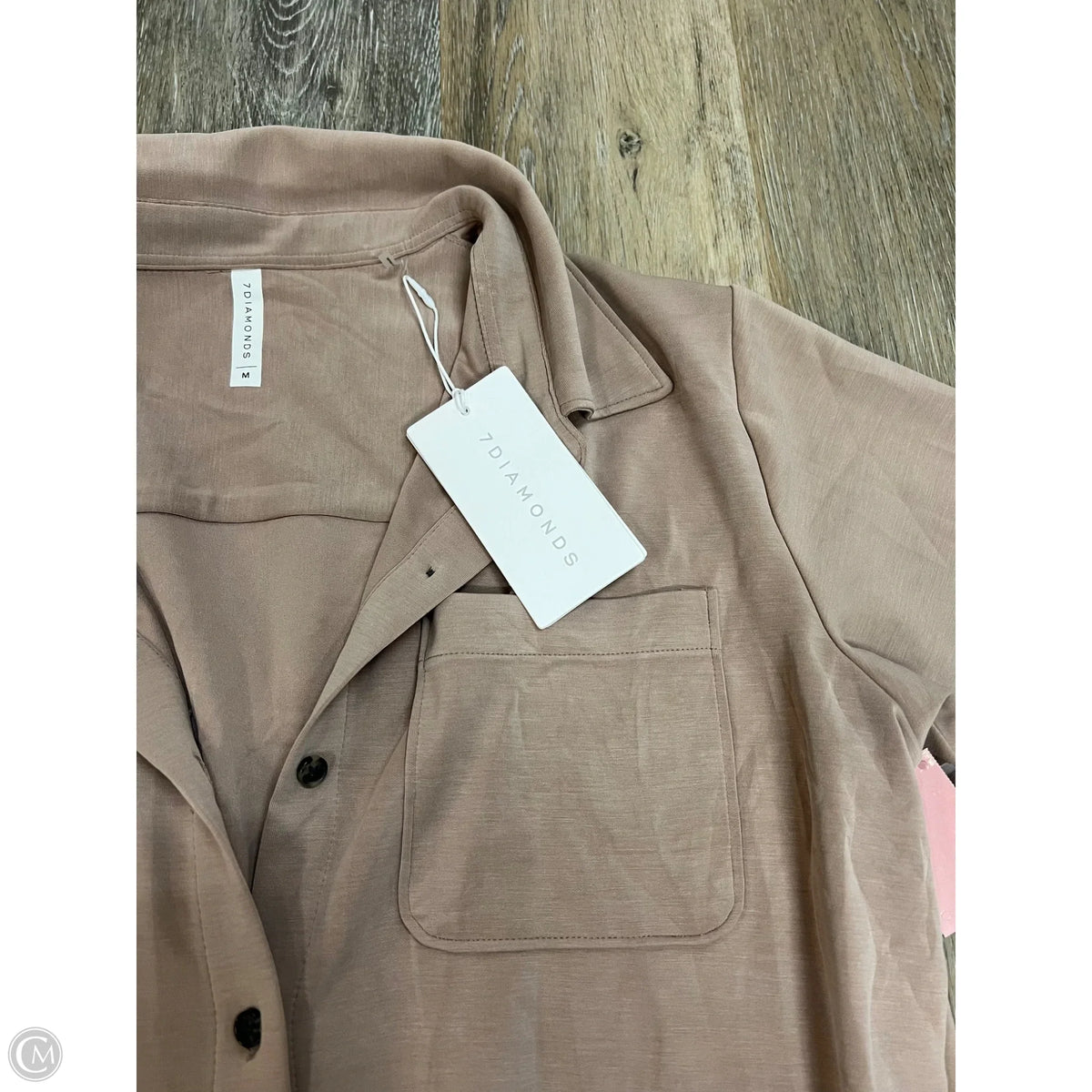 Blouse Long Sleeve By 7diamonds In Tan, Size: M