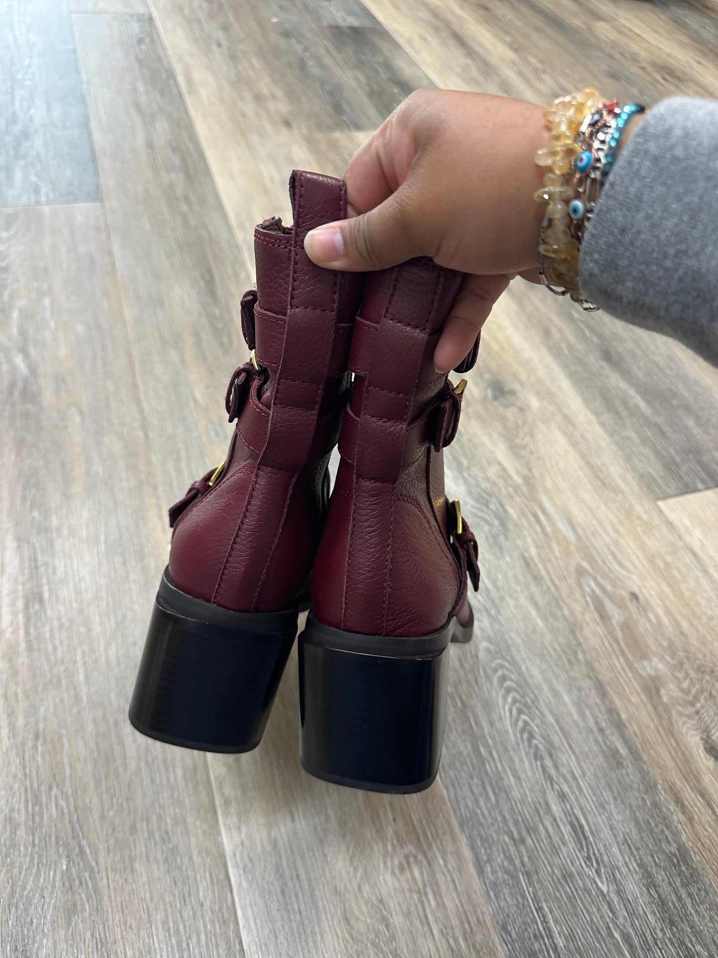 Red Boots Ankle Heels Vince Camuto, Size 9.5