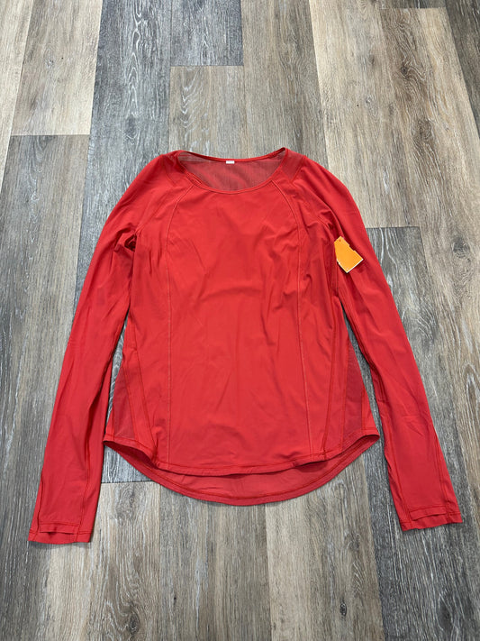 Athletic Top Long Sleeve Collar By Lululemon In Orange, Size: S