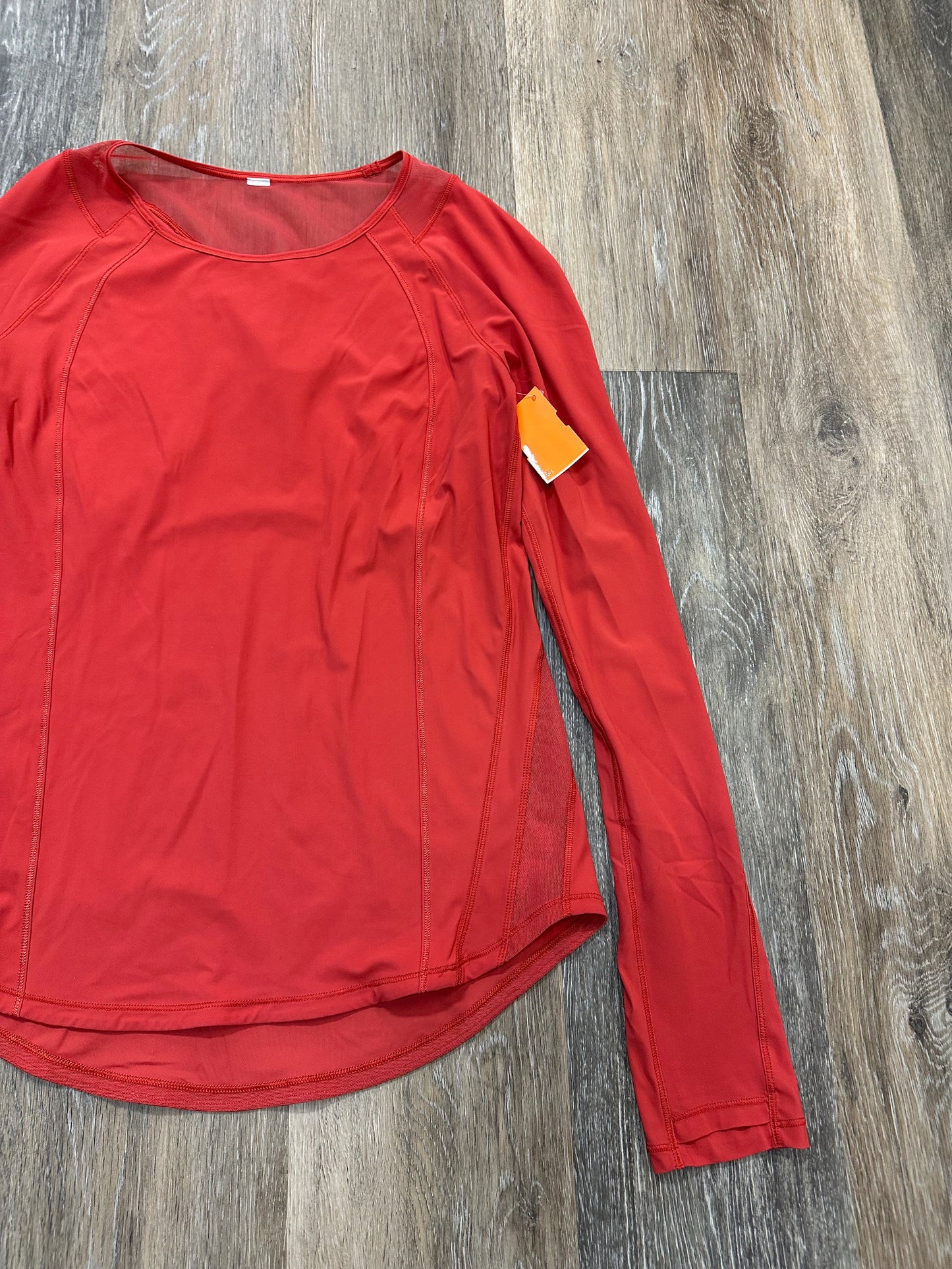 Athletic Top Long Sleeve Collar By Lululemon In Orange, Size: S