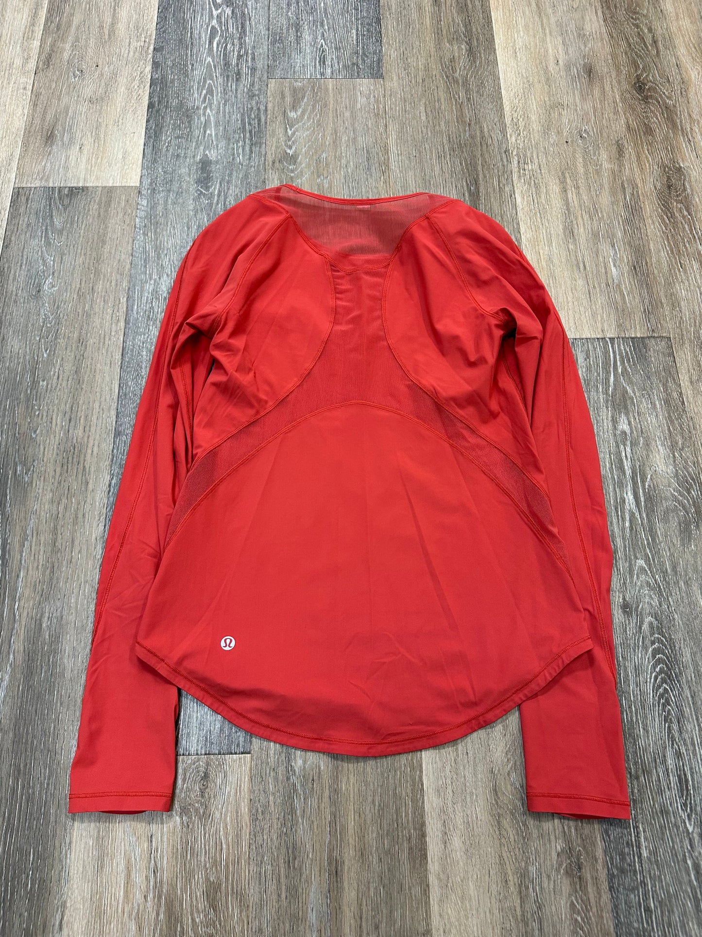 Athletic Top Long Sleeve Collar By Lululemon In Orange, Size: S