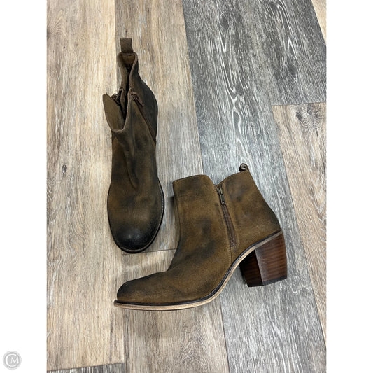 Boots Ankle Heels By Dibatrue In Brown, Size: 9.5