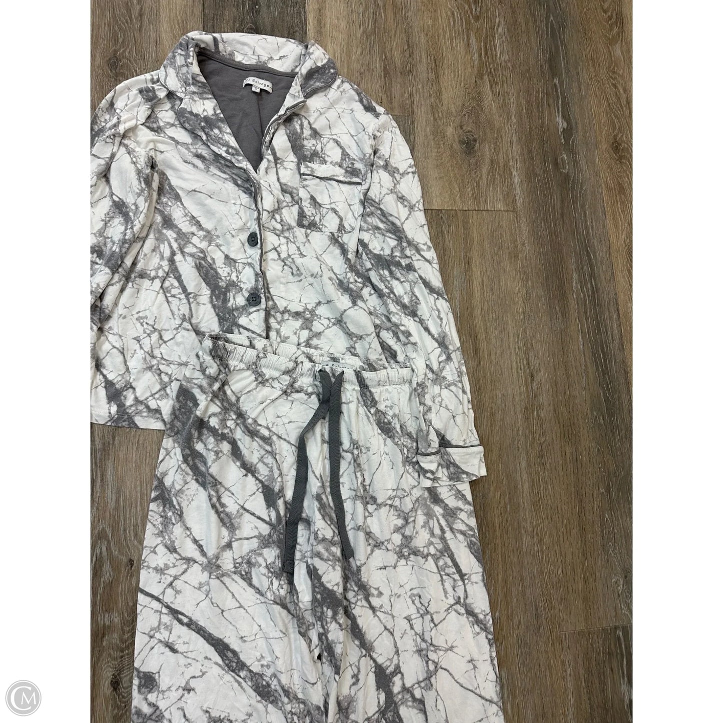 Pajamas 2pc By PJ Salvage In Grey & White, Size: S