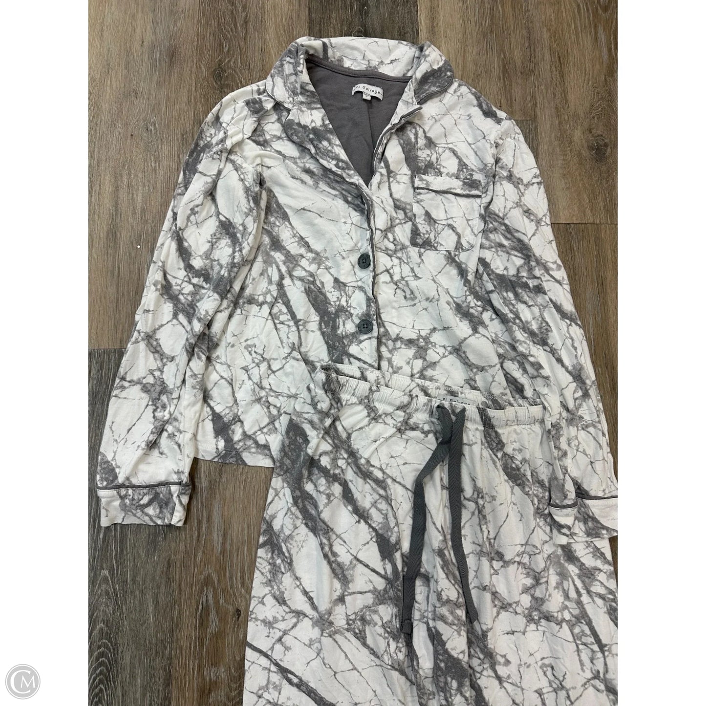Pajamas 2pc By PJ Salvage In Grey & White, Size: S