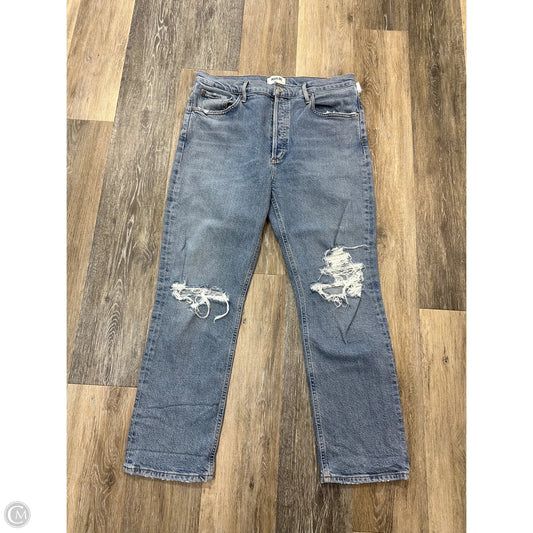 Jeans Straight By Agolde In Blue Denim, Size: 12