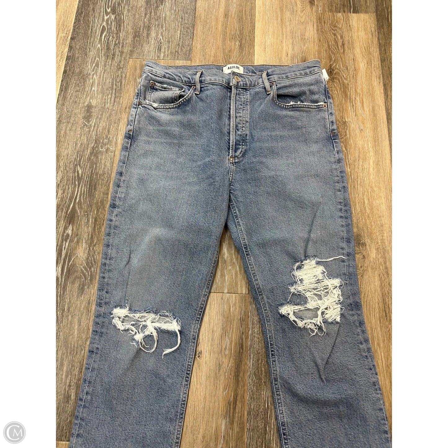 Jeans Straight By Agolde In Blue Denim, Size: 12