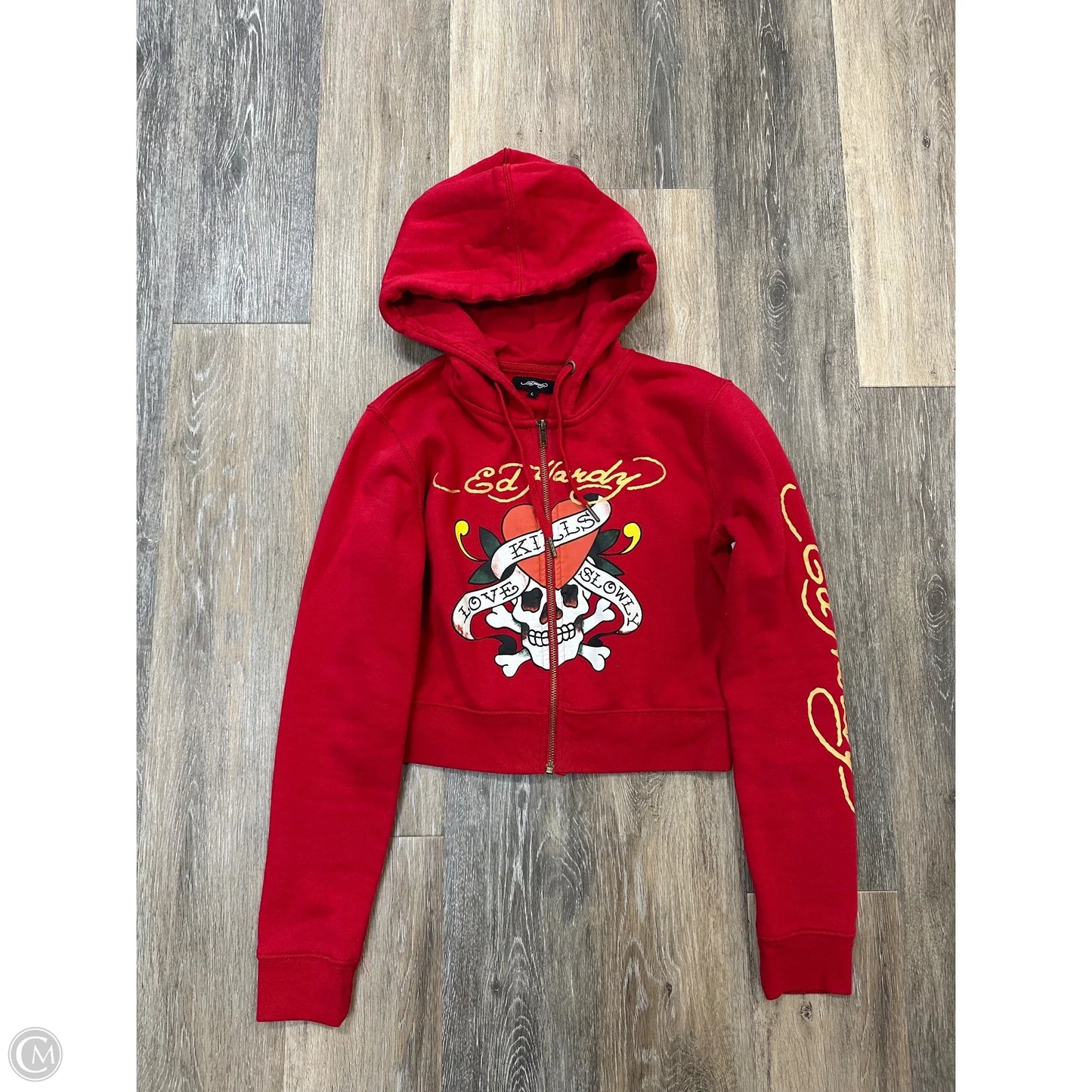 Sweatshirt Hoodie By Ed Hardy In Red, Size: L