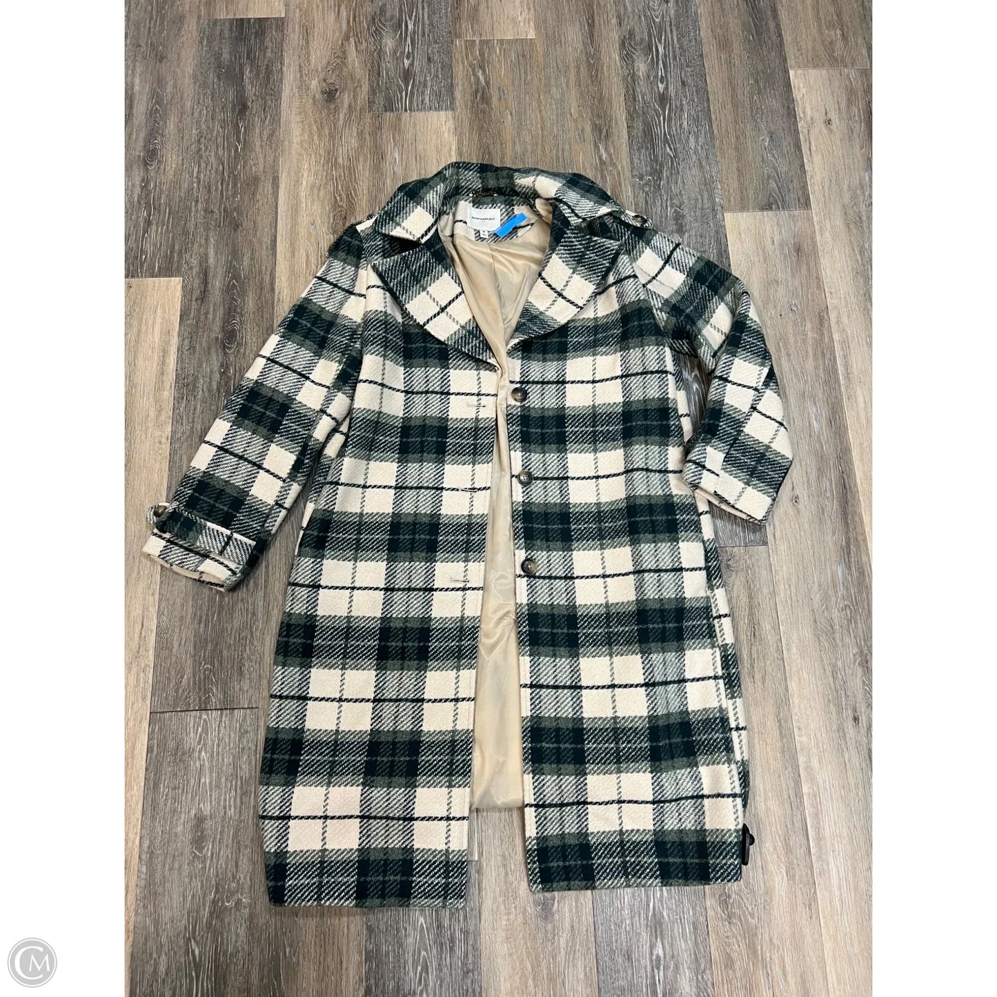 Coat Trench Coat By Banana Republic In Plaid Pattern, Size: M
