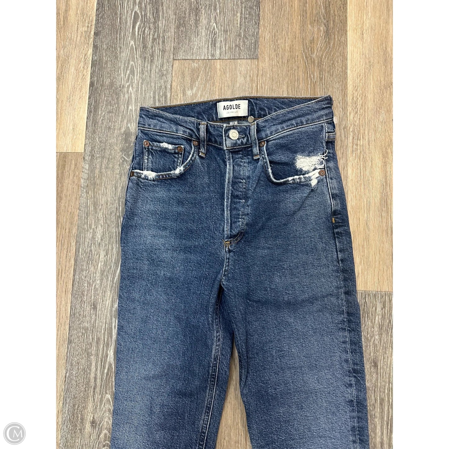 Jeans Straight By Agolde In Blue Denim, Size: 0