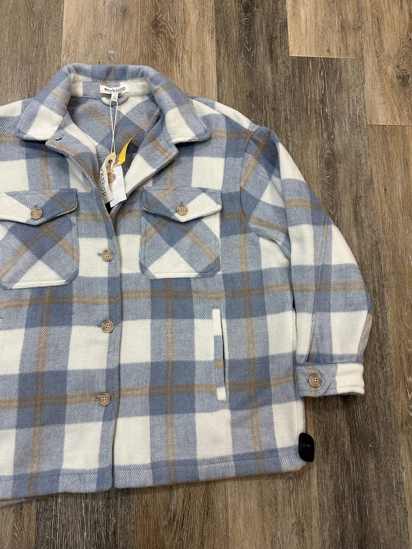 Jacket Shirt By Workshop In Plaid Pattern, Size: L