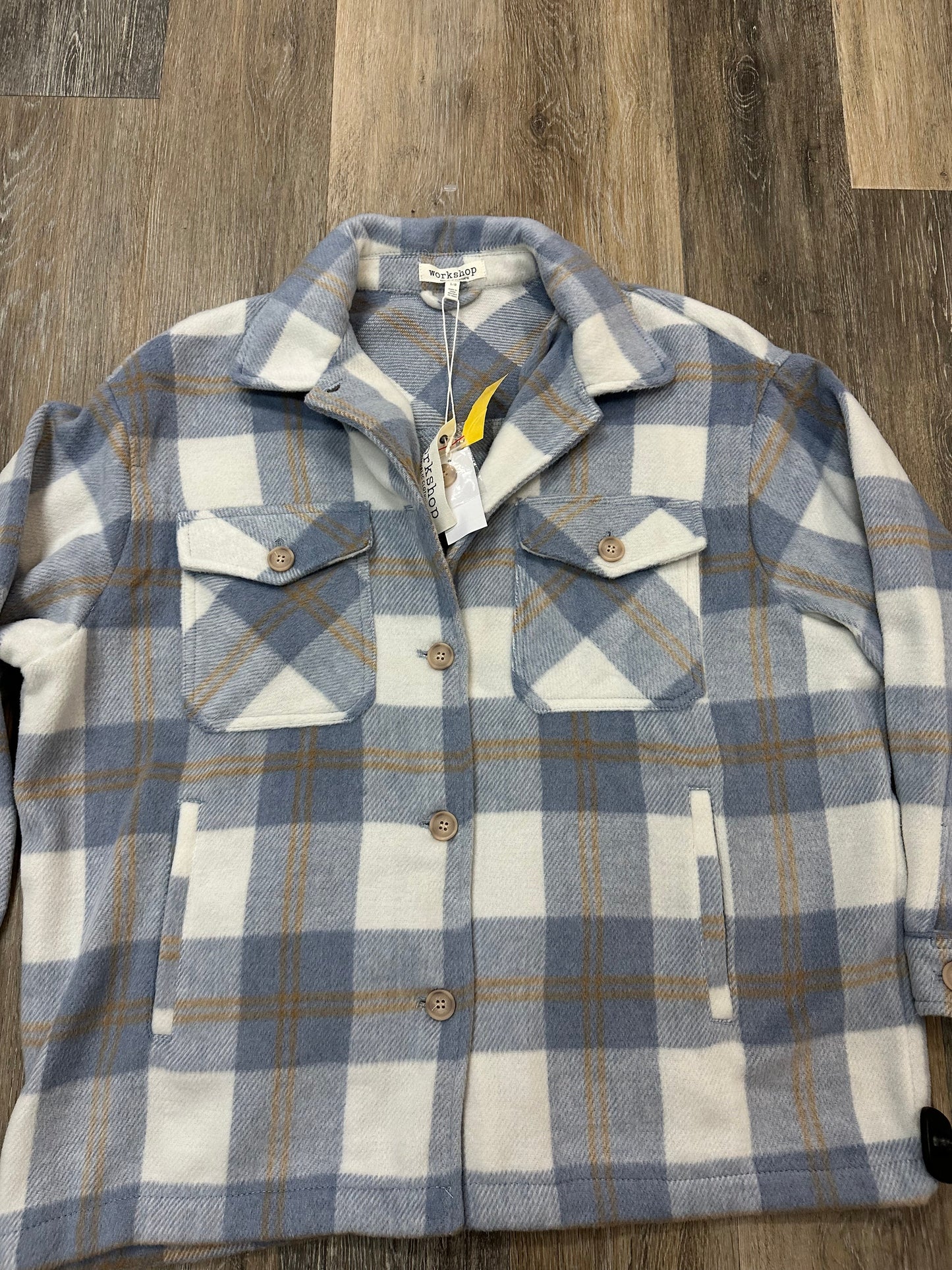 Jacket Shirt By Workshop In Plaid Pattern, Size: L